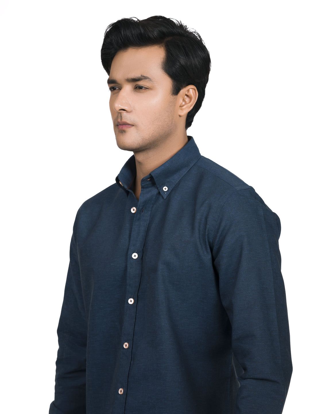 Navy Blue Linen Button Down Shirt  Brumano Pakistan