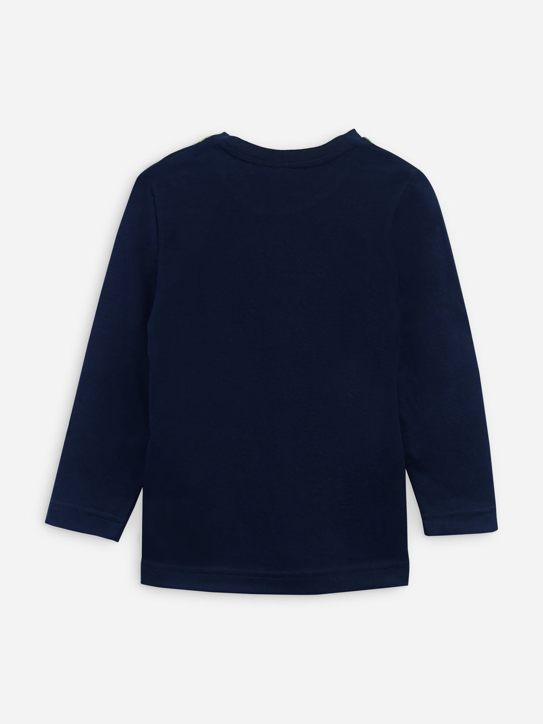 Navy Blue Long Sleeve Casual T-Shirt With Printed Pocket Brumano Pakistan