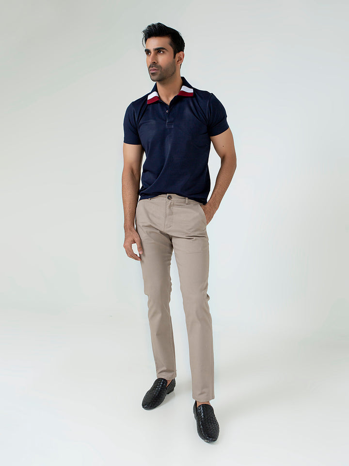 Navy Blue Polo With Sporty Collar