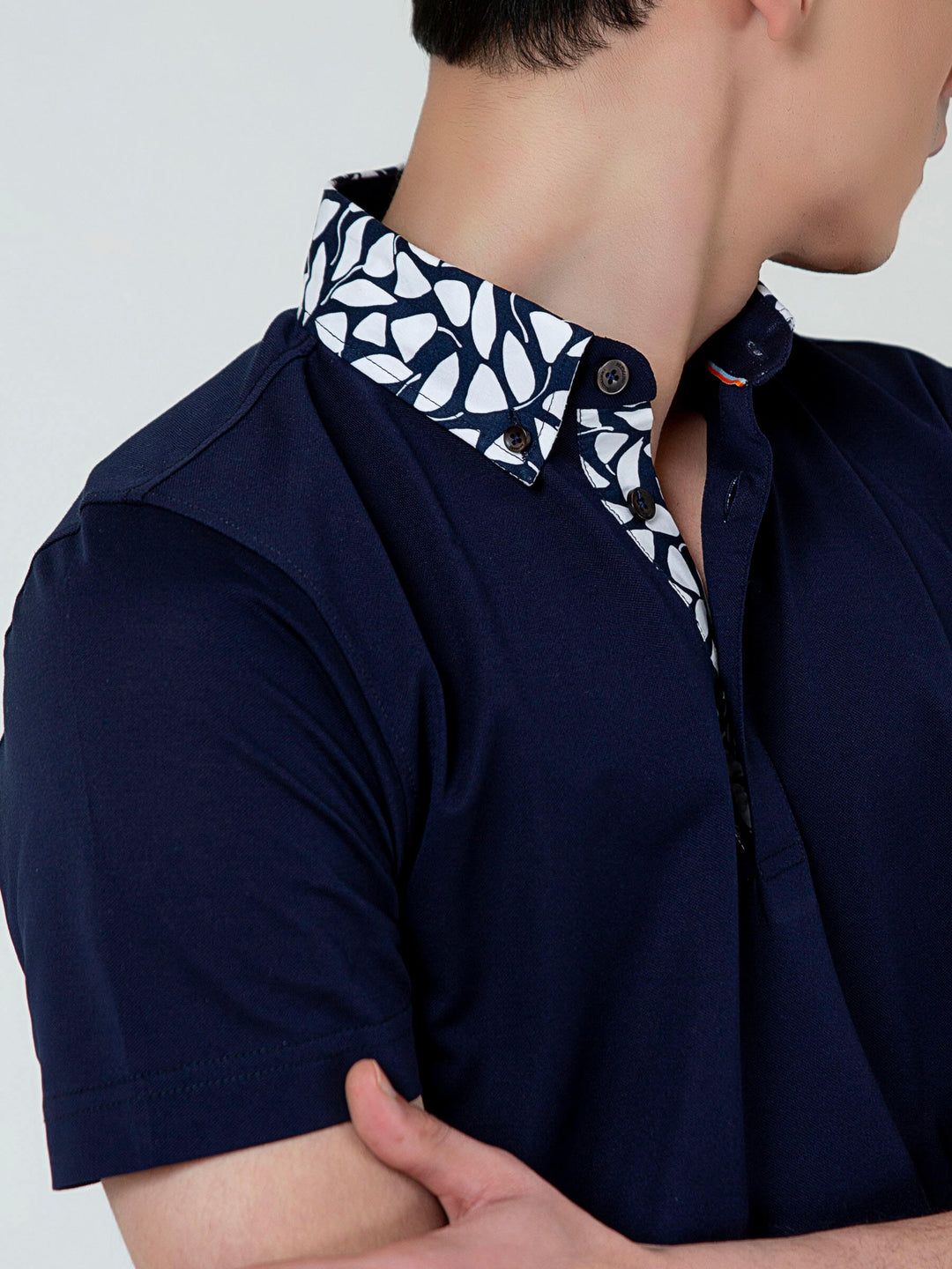 Navy Blue Polo With White Printed Collar Brumano Pakistan