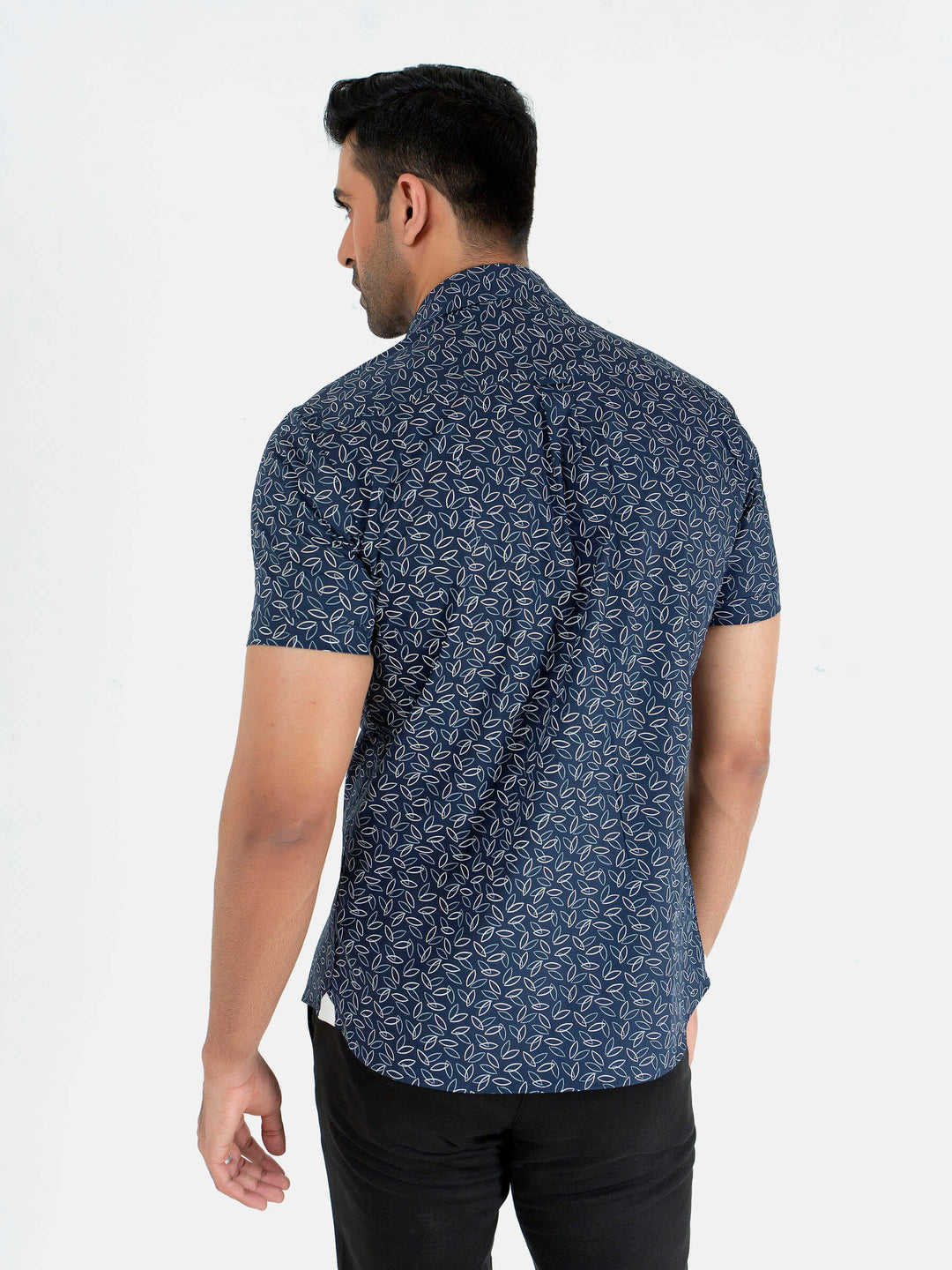 Navy Blue Printed Half Sleeve Shirt Brumano Pakistan