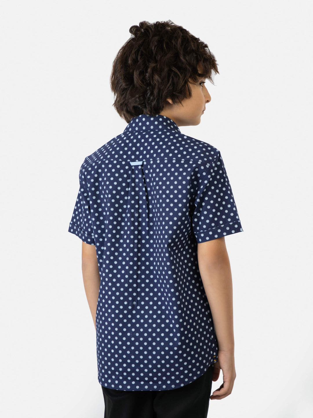 Navy Blue Printed Seersucked Short Sleeve Casual Shirt Brumano Pakistan