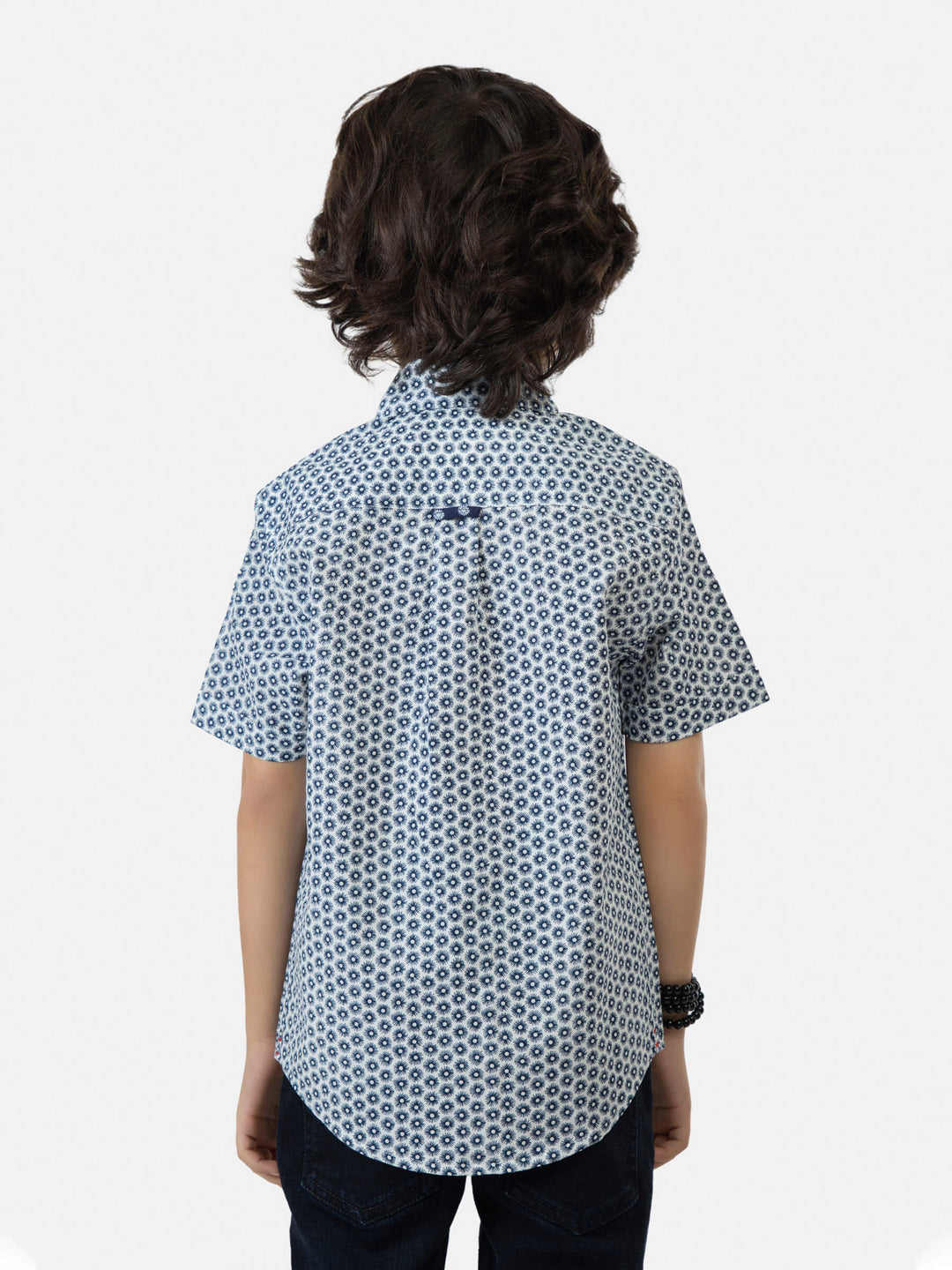 Navy Blue Printed Short Sleeve Casual Shirt Brumano Pakistan