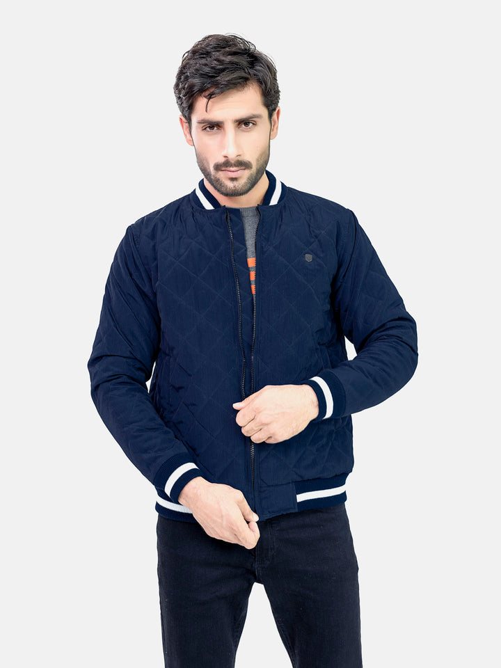 Navy Blue Quilted Sporty Bomber Jacket Brumano Pakistan