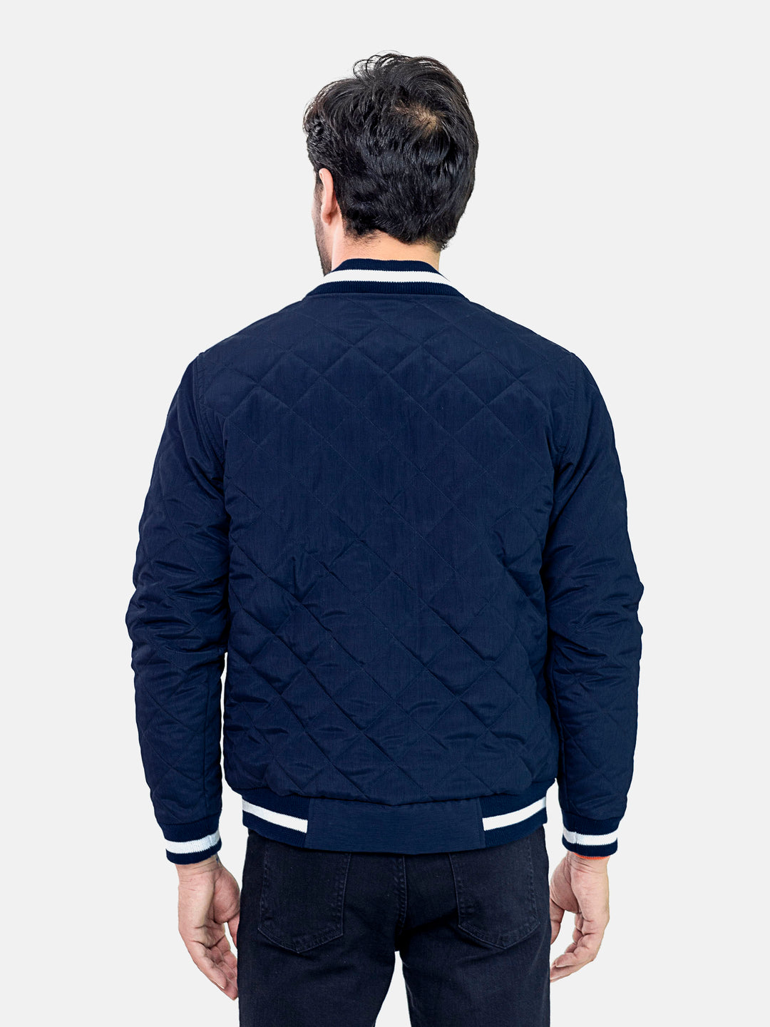 Navy Blue Quilted Sporty Bomber Jacket Brumano Pakistan