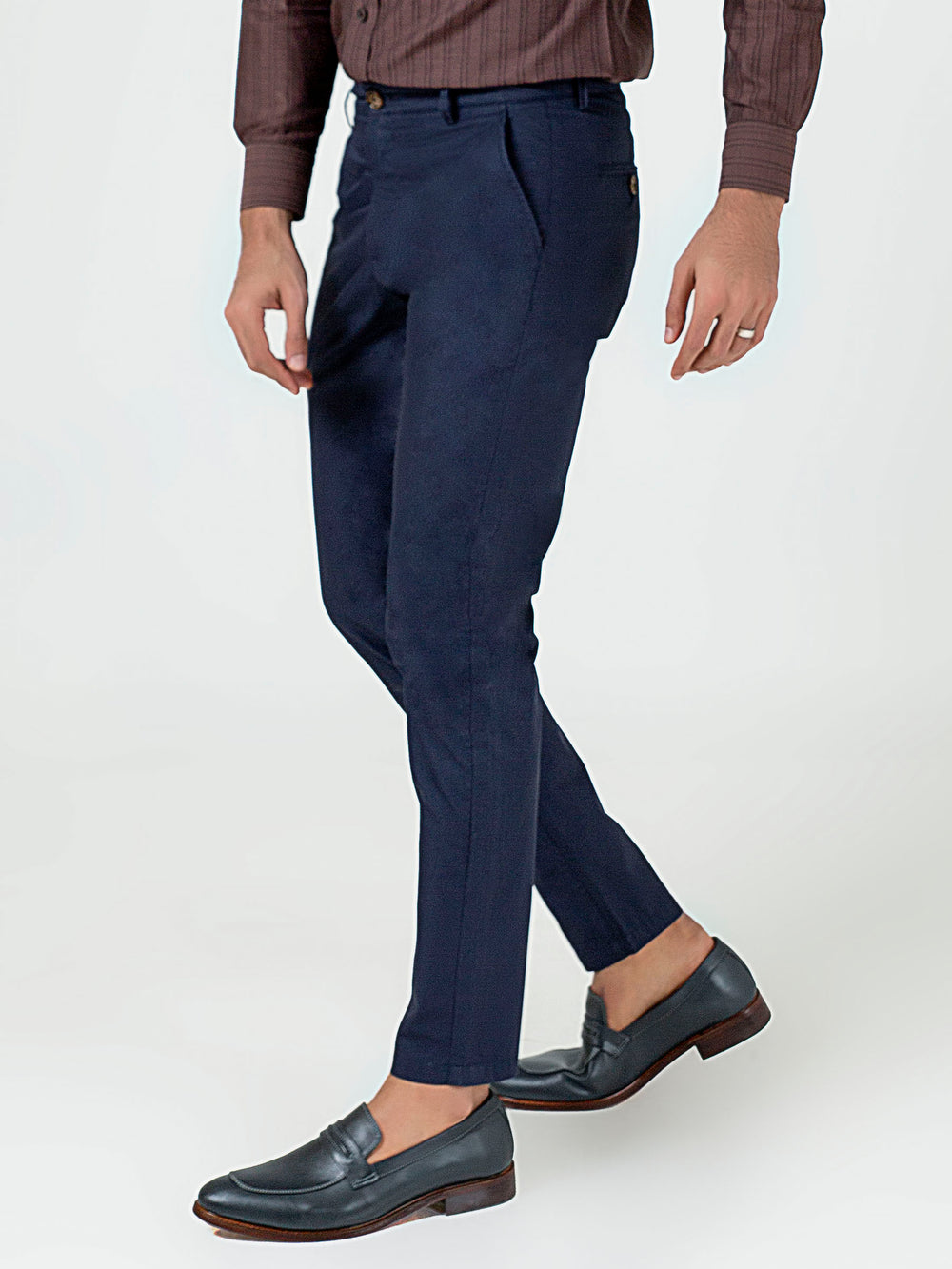 Navy blue satin slimfit chino brumano pakistan
