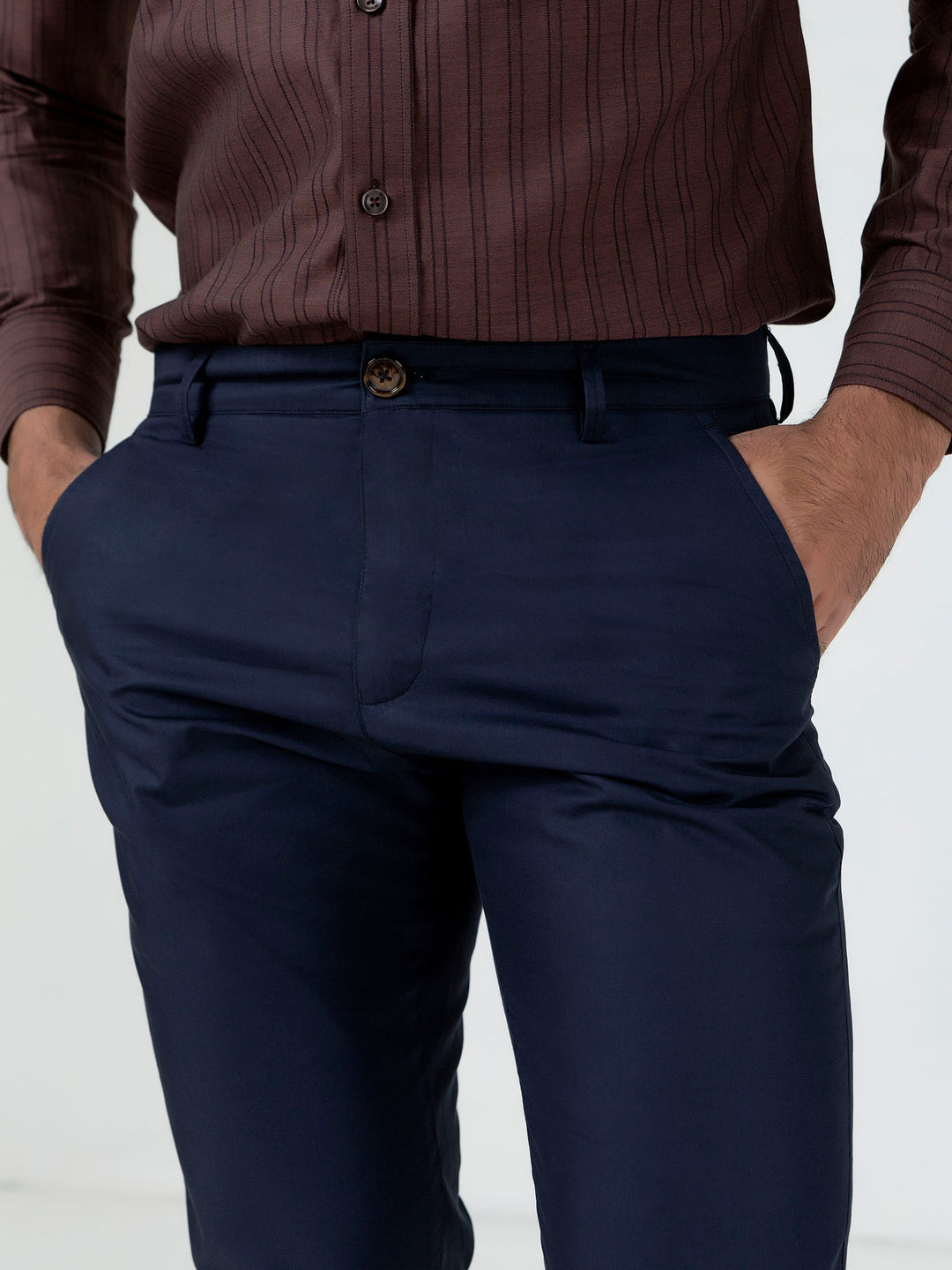 Navy Blue Satin Slimfit Chino Brumano Pakistan