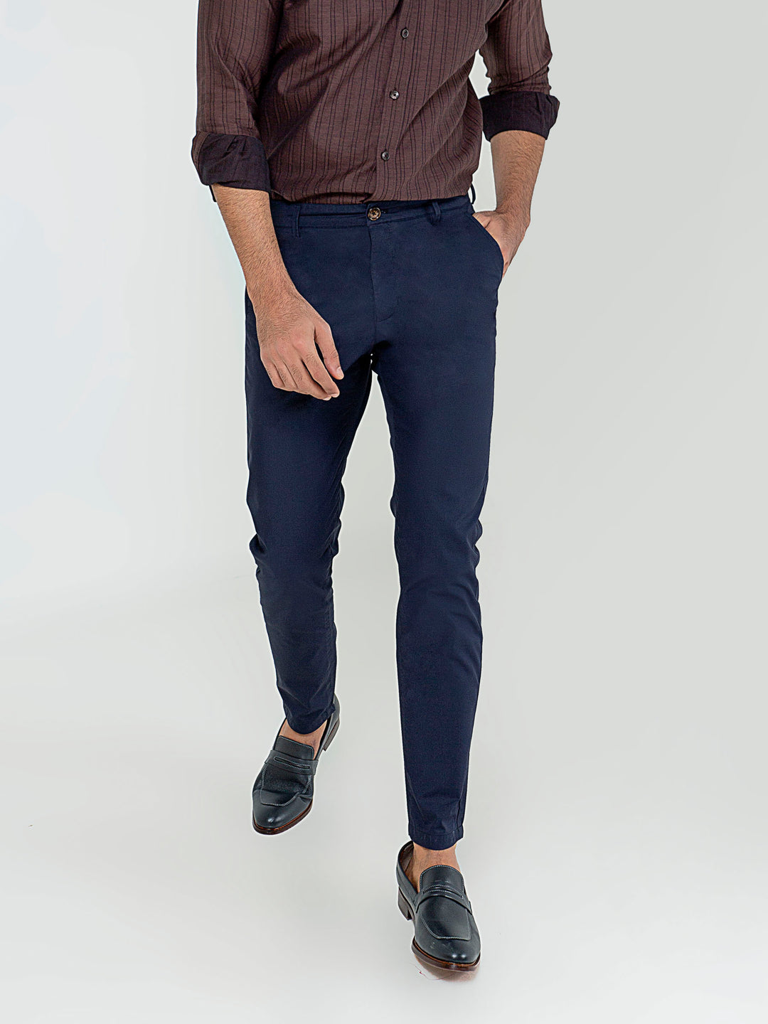 Navy blue satin slimfit chino brumano pakistan
