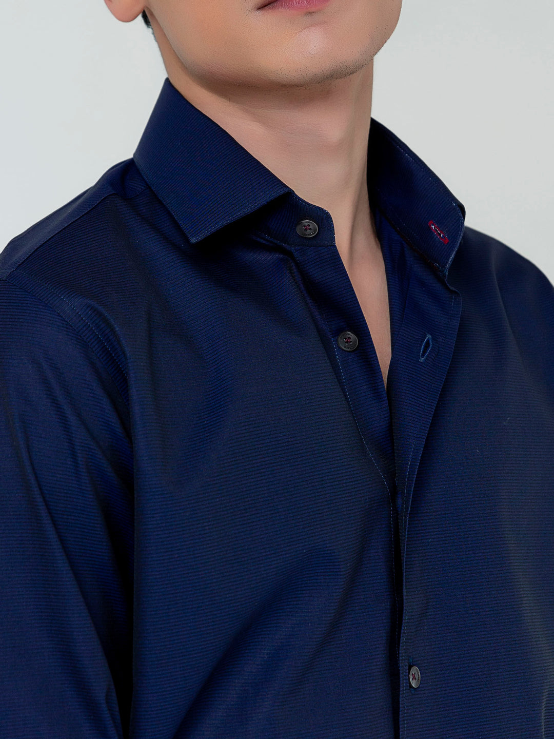 Navy Blue Self Striped Formal Shirt Brumano Pakistan