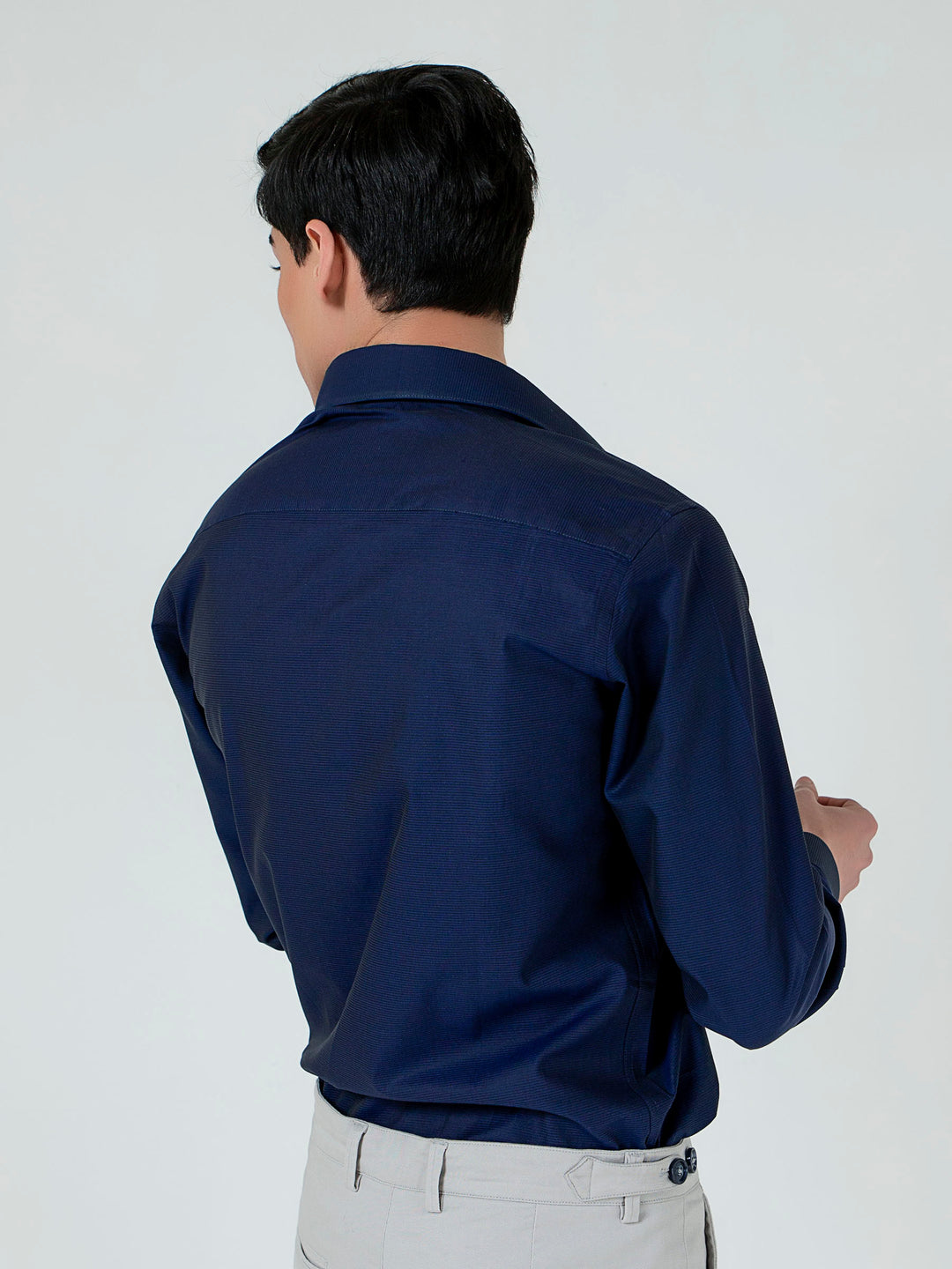 Navy Blue Self Striped Formal Shirt Brumano Pakistan