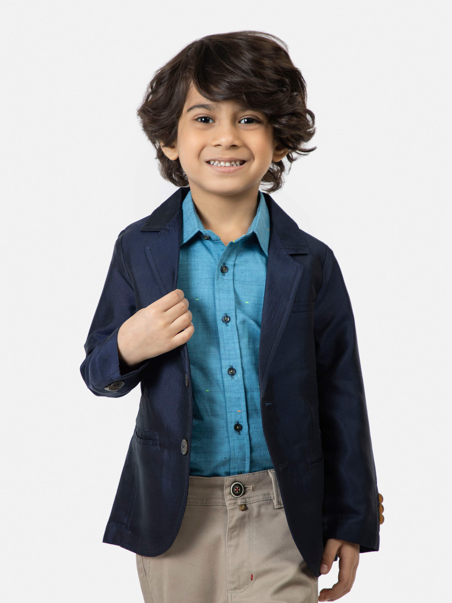 Pakistan Boys Blazer Next Navy Blue Silk Blended Kids Blazer