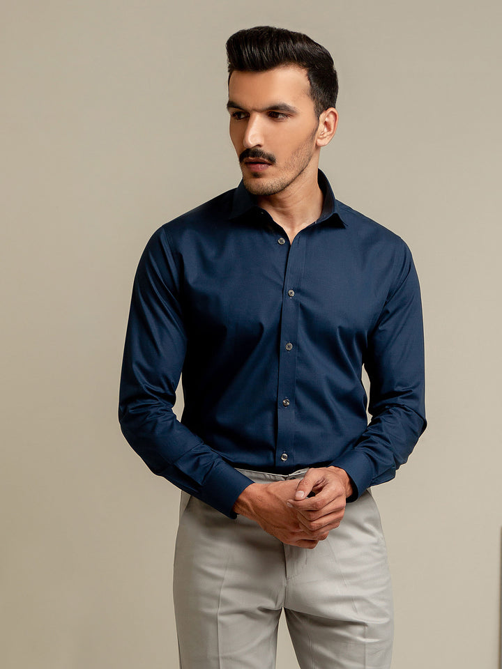 Navy Blue Super Fine Formal Shirt Brumano Pakistan