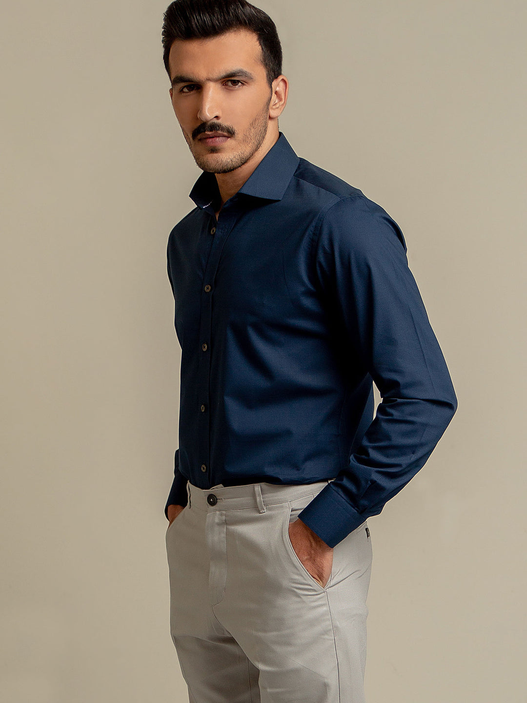 Navy Blue Super Fine Formal Shirt Brumano Pakistan