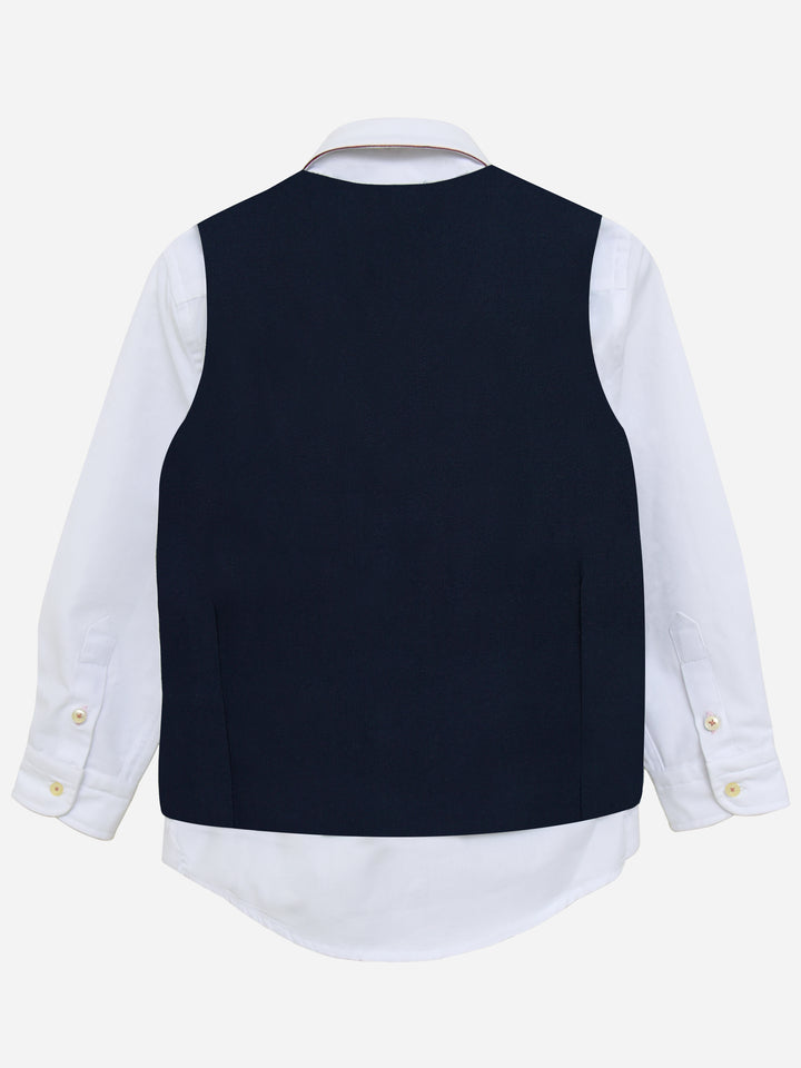 Navy Blue Twill Suit Vest With Bow Brumano Pakistan