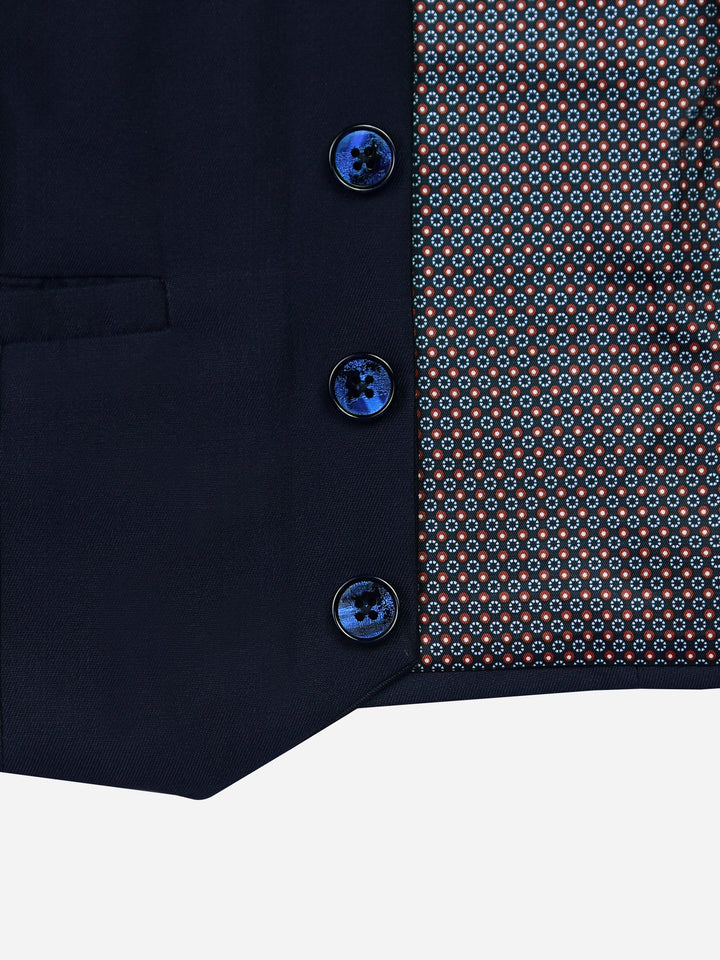 Navy Blue Twill Suit Vest With Bow Brumano Pakistan