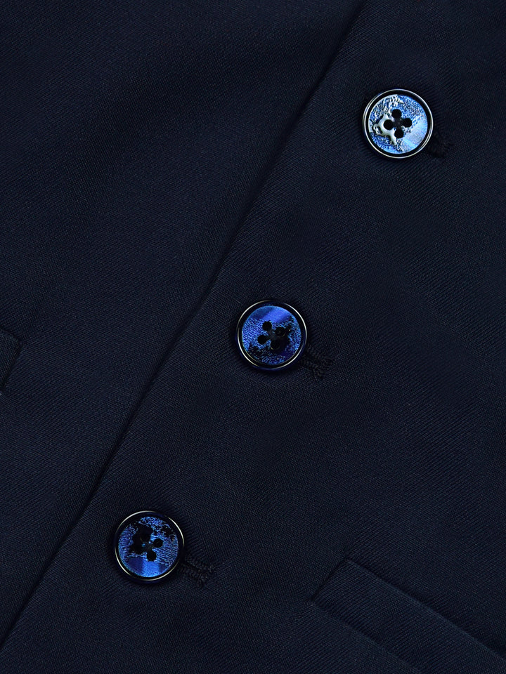 Navy Blue Twill Suit Vest With Bow Brumano Pakistan