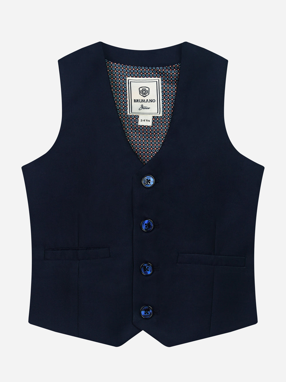 Navy Blue Twill Suit Vest With Bow
