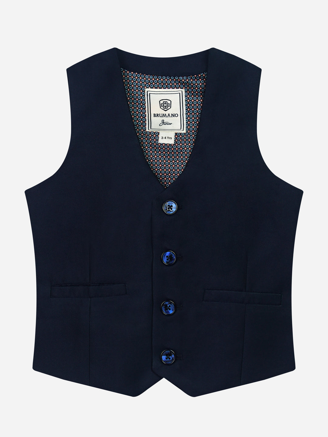 Navy Blue Twill Suit Vest With Bow Brumano Pakistan