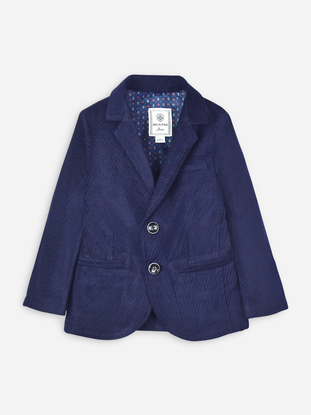 Navy blue velvet striped kids blazer brumano pakistan