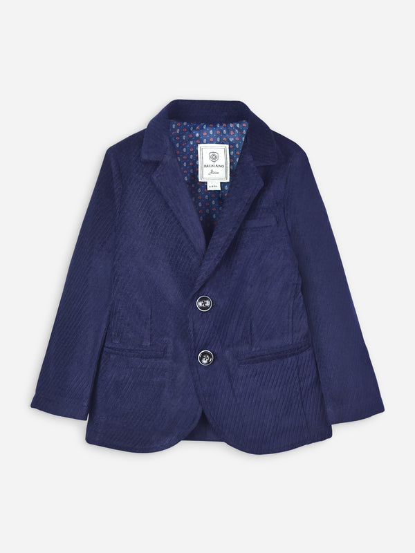 Navy Blue Velvet Striped Kids Blazer Brumano Pakistan