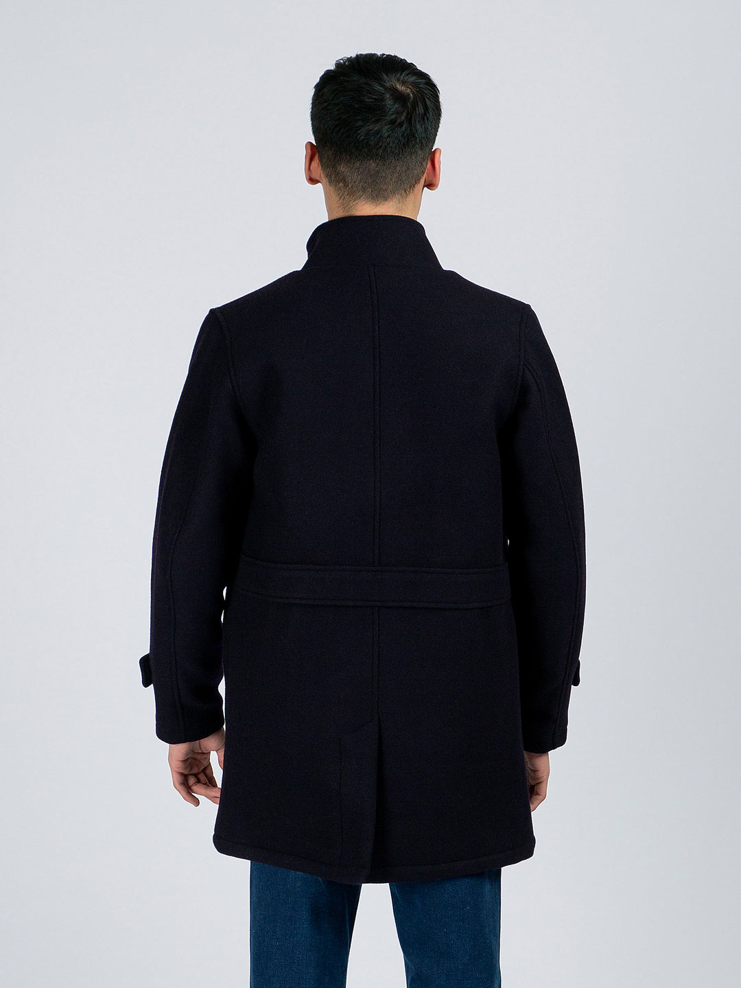 Navy Blue Wool Long Coat - Limited Edition Brumano pakistan