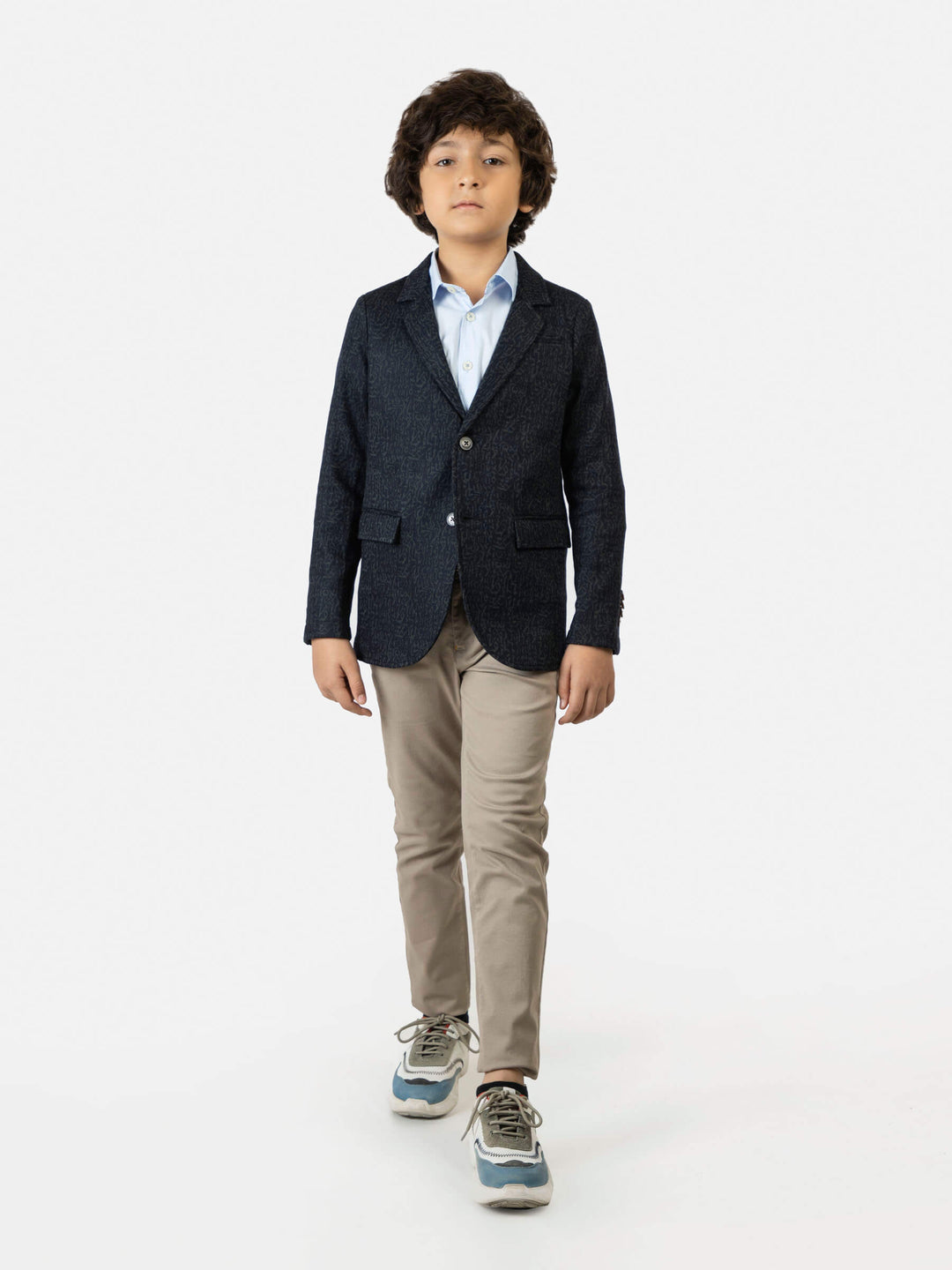 Navy blue & green wool blended kids blazer brumano pakistan