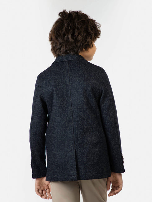 Navy Blue & Green Wool Blended Kids Blazer BRumano Pakistan