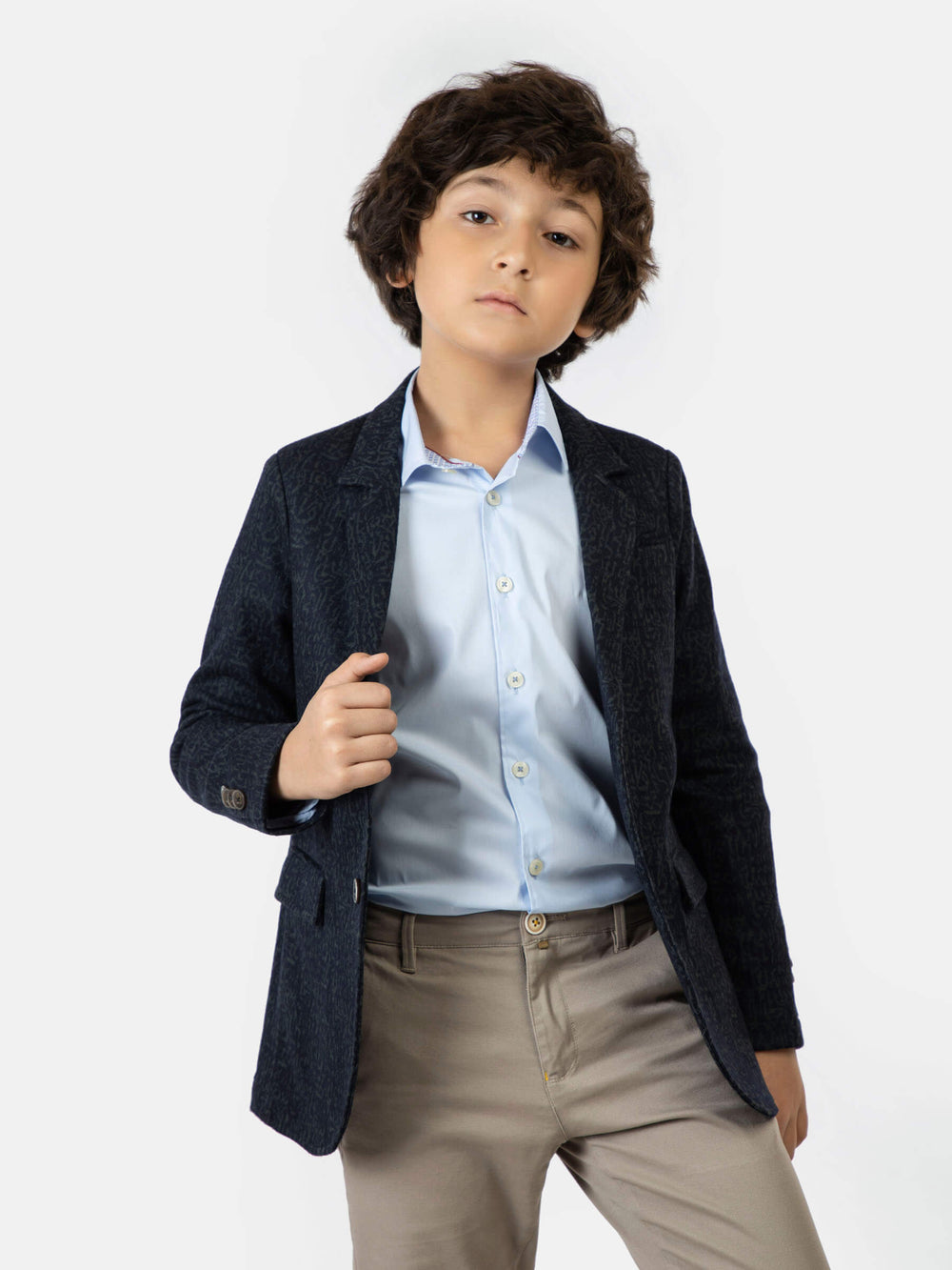 Navy blue & green wool blended kids blazer brumano pakistan