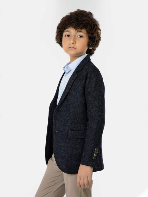 Navy Blue & Green Wool Blended Kids Blazer BRumano Pakistan