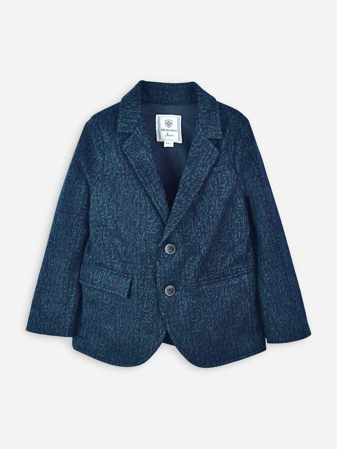 Navy Blue & Green Wool Blended Kids Blazer Brumano Pakistan