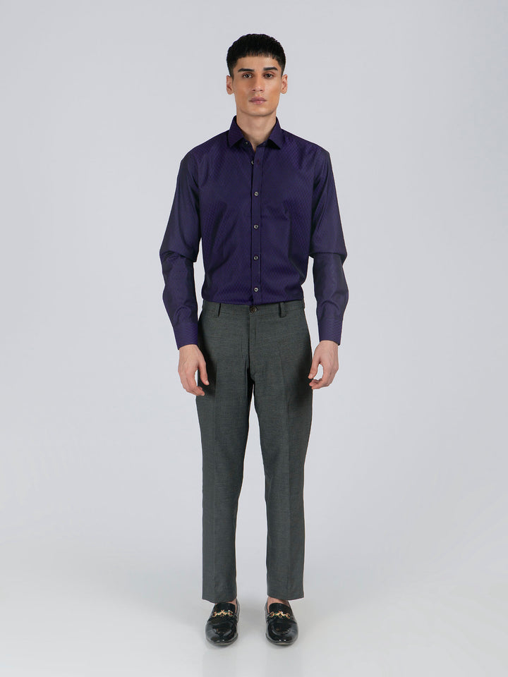 Navy Blue & Purple Diamond Patterned Formal Shirt Brumano Pakistan