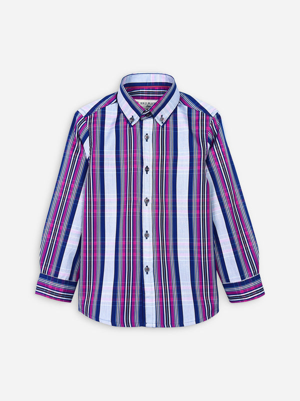 Navy & Magenta Checkered Casual Shirt Brumano Pakistan