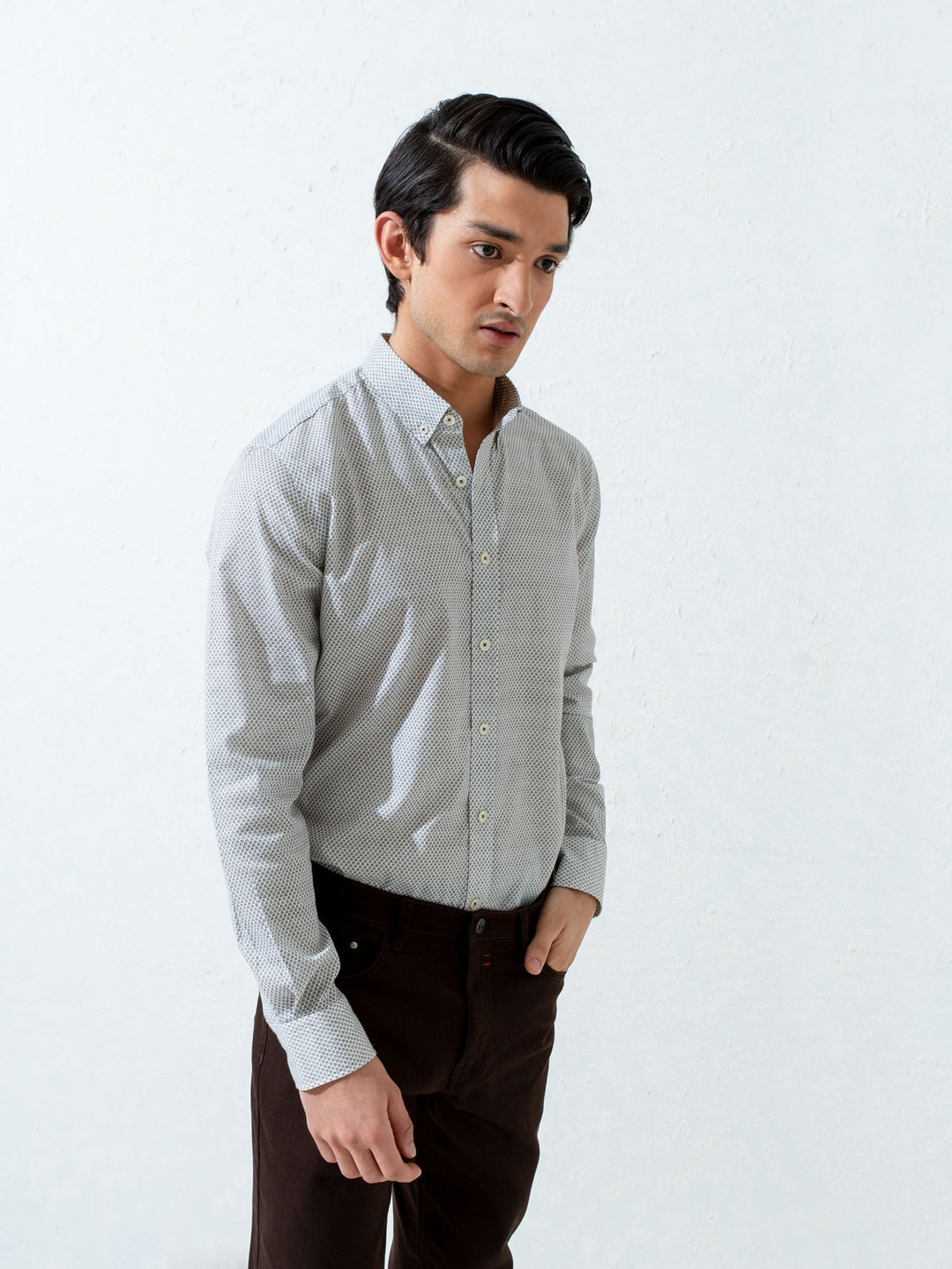 Olive Floral Printed Shirt Brumano Pakistan