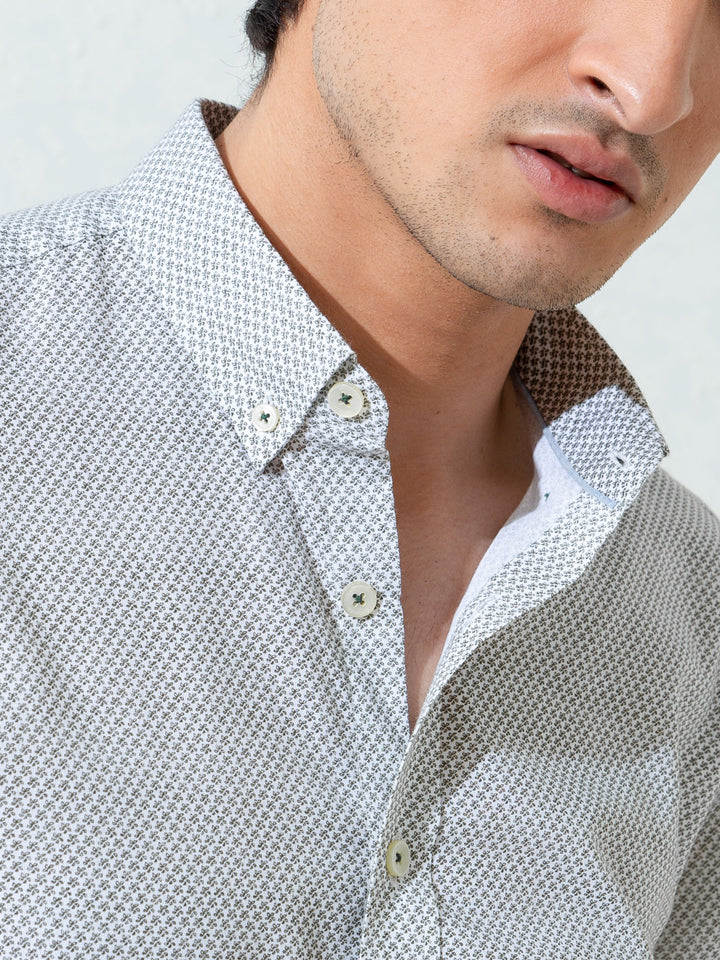 Olive Floral Printed Shirt Brumano Pakistan