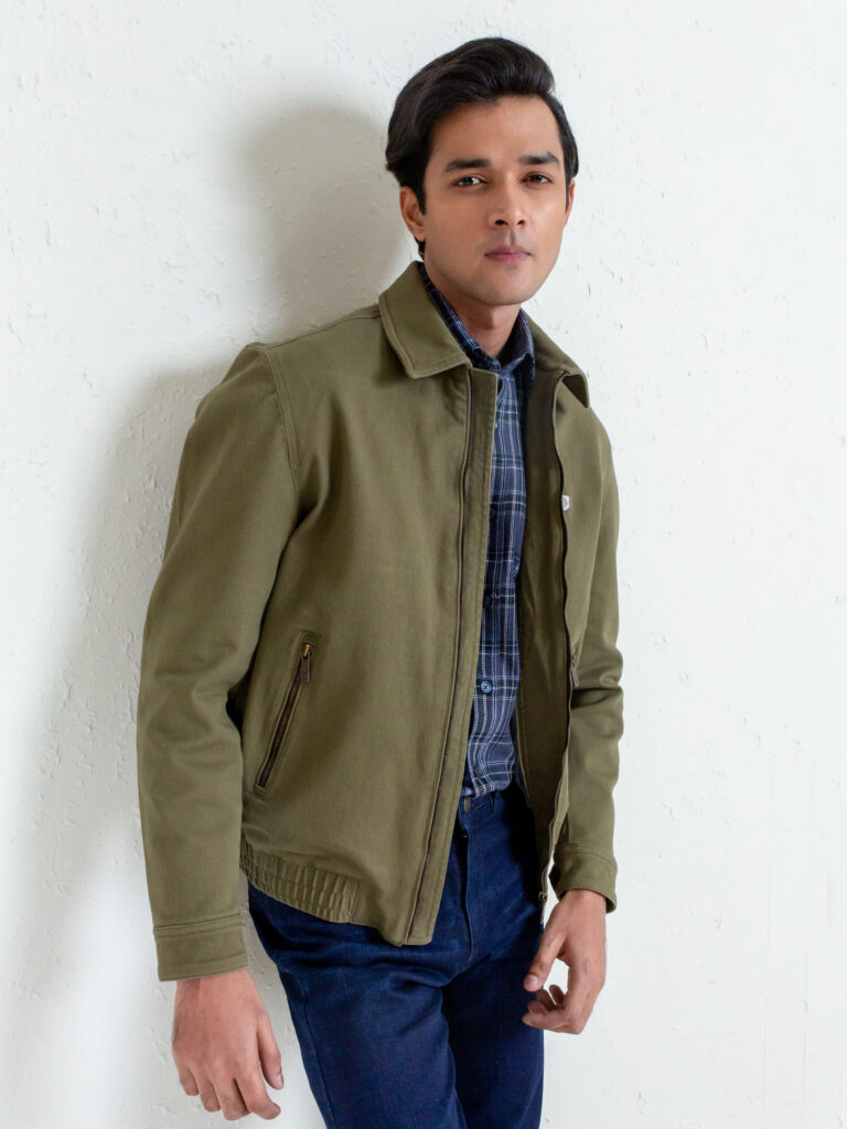 Olive Green Casual Collar Jacket Brumano Pakistan