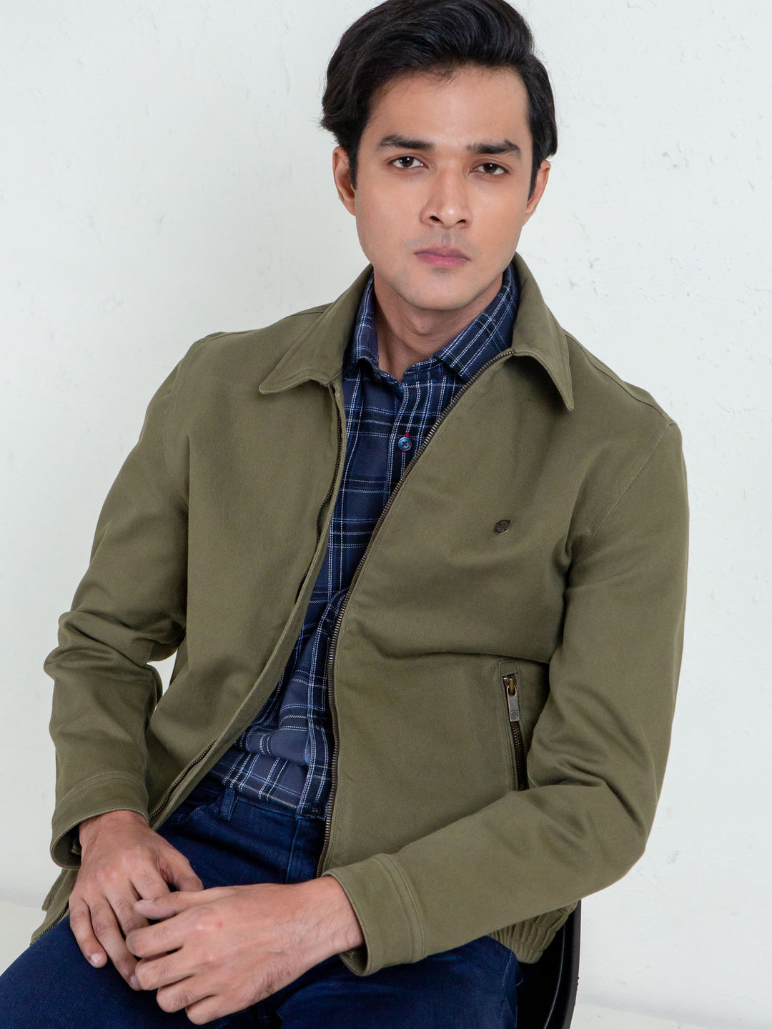 Olive Green Casual Collar Jacket Brumano Pakistan