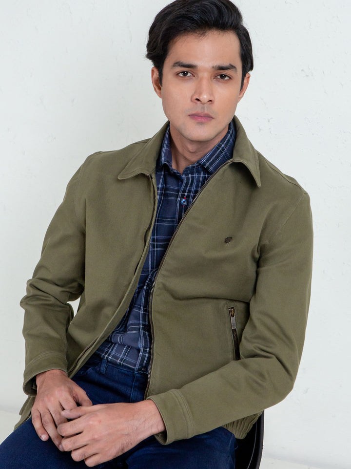 Olive Green Casual Collar Jacket Brumano Pakistan