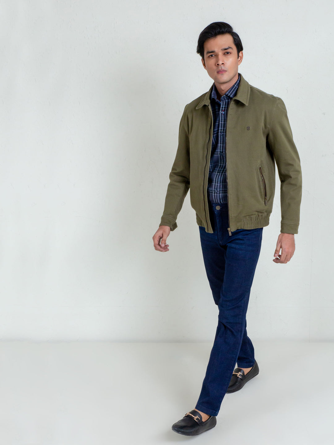 Olive Green Casual Collar Jacket Brumano Pakistan