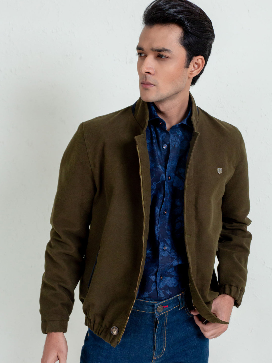 Olive Green Moleskin Jacket Brumano Pakistan