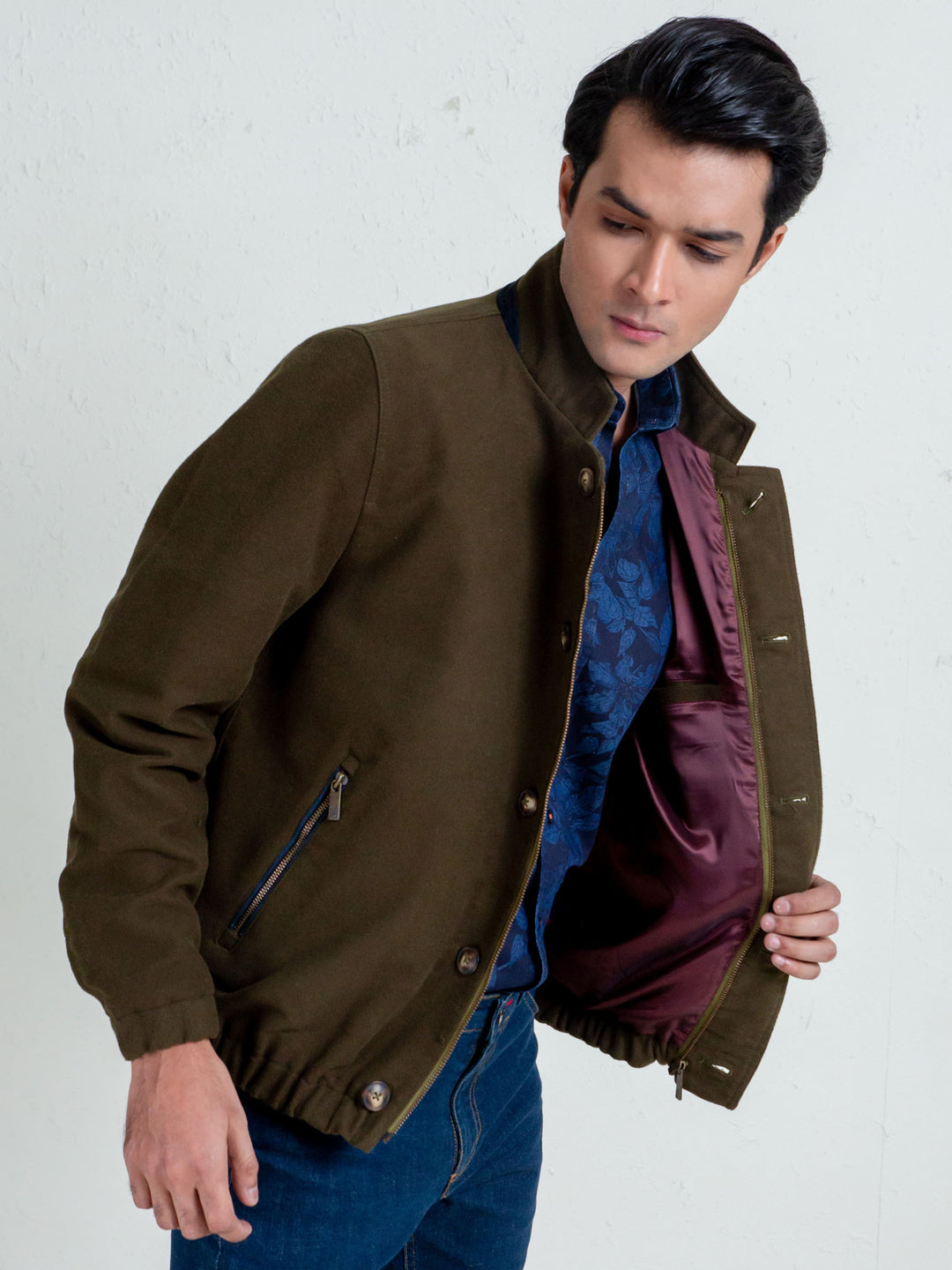 Olive Green Moleskin Jacket Brumano Pakistan