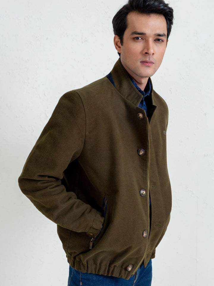 Olive Green Moleskin Jacket Brumano Pakistan