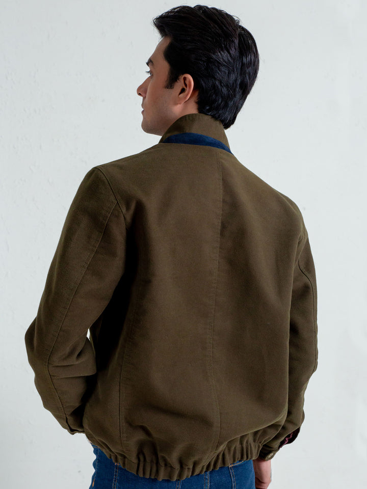 Olive Green Moleskin Jacket Brumano Pakistan