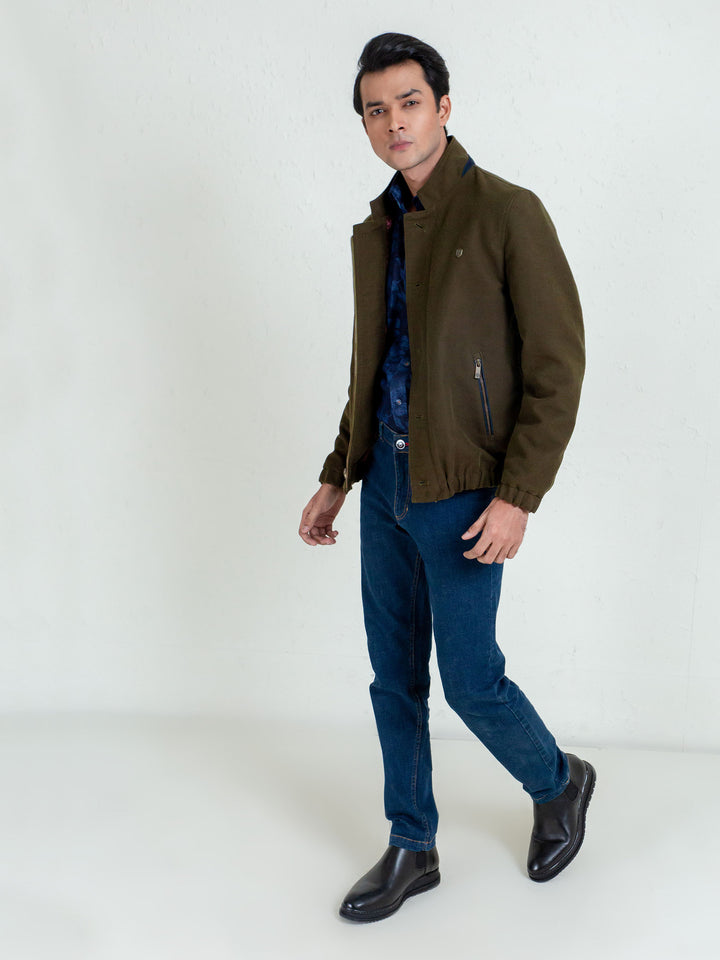 Olive Green Moleskin Jacket Brumano Pakistan