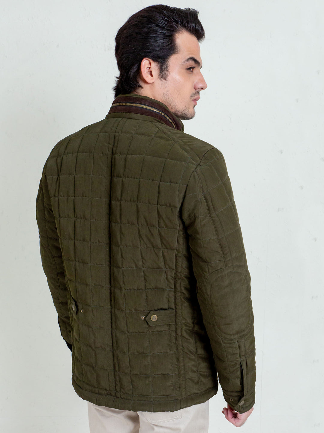 Olive Green Quilted Sporty Coat Jacket Brumano Pakistan