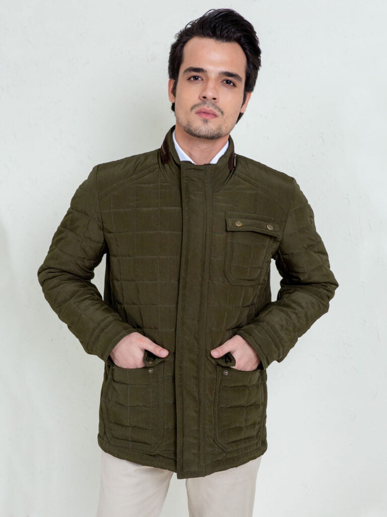 Olive Green Quilted Sporty Coat Jacket Brumano Pakistan