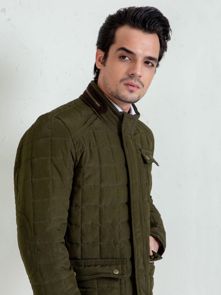 Olive Green Quilted Sporty Coat Jacket Brumano Pakistan