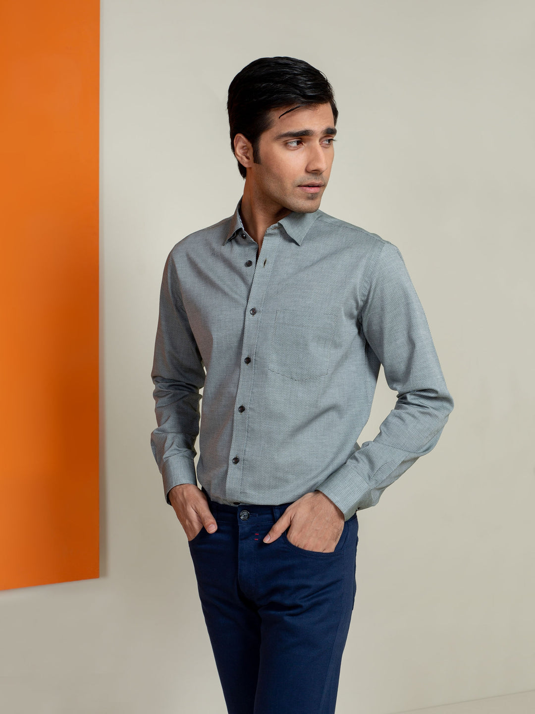 Olive Honeycomb Patterned Shirt With Detailing Brumano Pakistan
