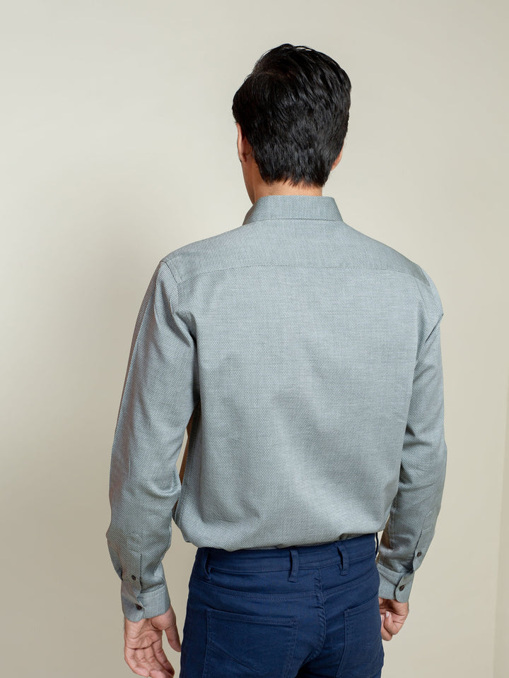 Olive Honeycomb Patterned Shirt With Detailing Brumano Pakistan