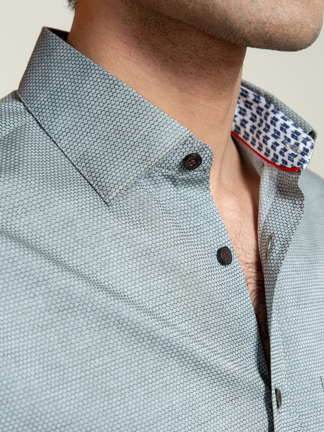 Olive Honeycomb Patterned Shirt With Detailing Brumano Pakistan