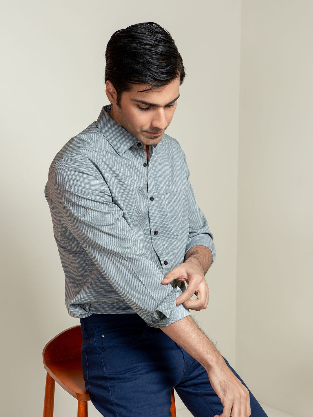 Olive Honeycomb Patterned Shirt With Detailing Brumano Pakistan